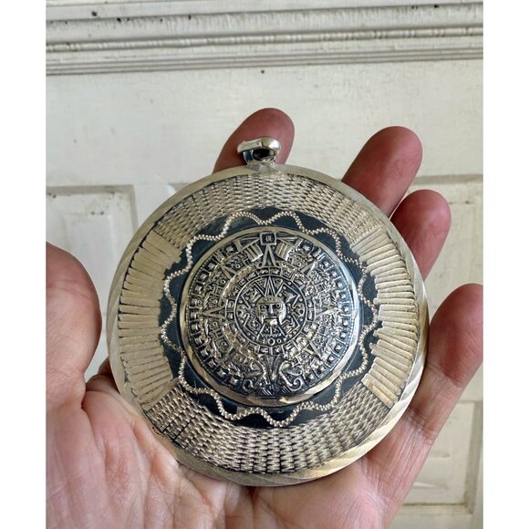 Vintage 60 925 silver Mexican Mayan Aztec Pendant Bernice Godspeed 70 grams - Picture 7 of 13
